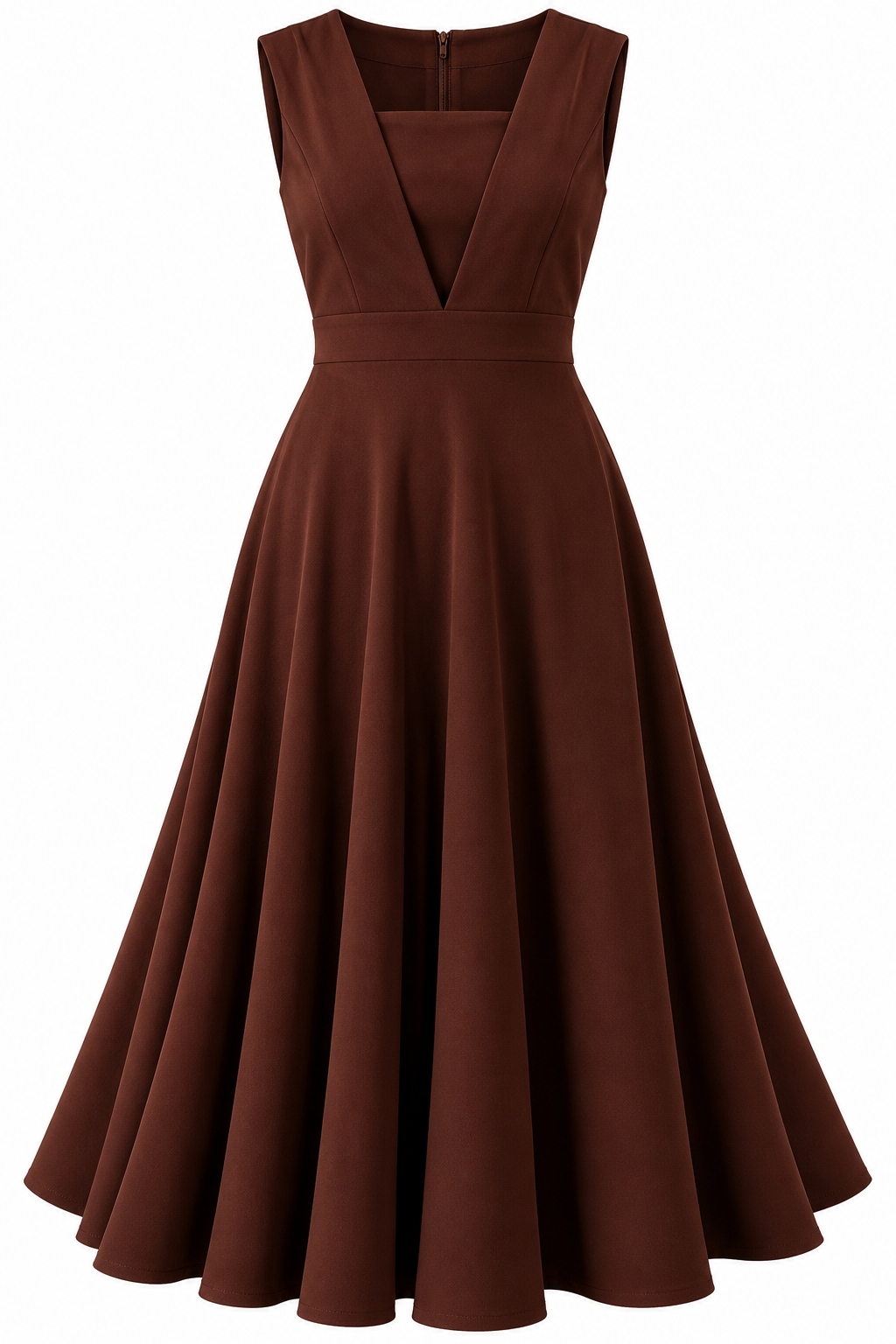 Women's 220 GSM Lycra Fit & Flare Midi Dress – Sleeveless Stretchable A-Line One Piece