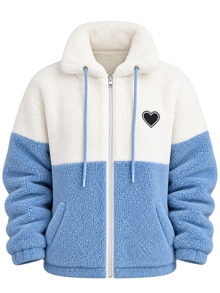 Women’s Blue & White Teddy Fur Jacket