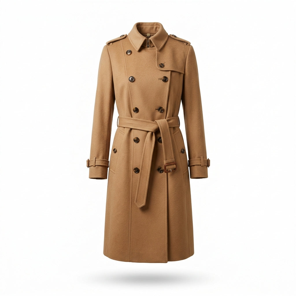 Camel Tailored Wool Trench